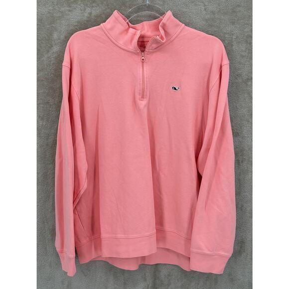Vineyard Vines Sweatshirt Mens XL Peach 1/4 Zip Pullover Classic Cotton Preppy - Picture 1 of 9